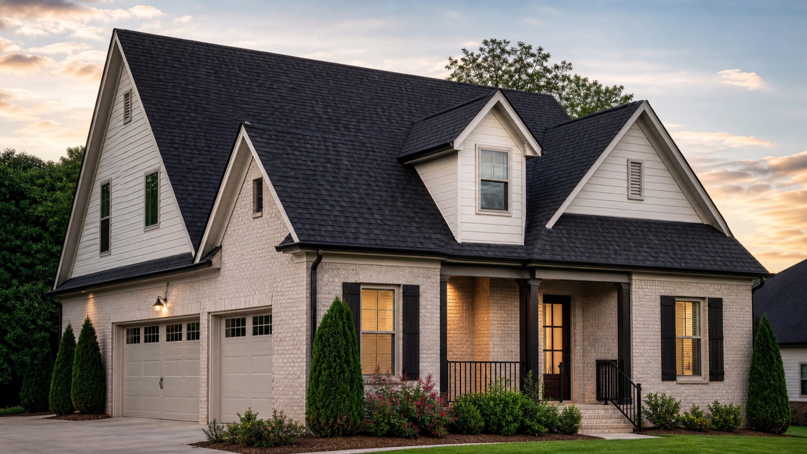 Completed dark shingle roof
